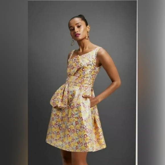 Zac Posen Target Gold Brocade Cocktail Party Dress Pockets Womens 8 NWT - Picture 1 of 14